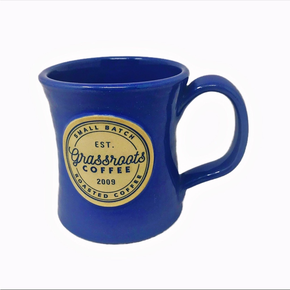Deneen Pottery Handmade Ceramic Coffee Mug “Coffee Grassroots“ Logo